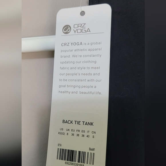 CRZ Yoga Pima Cotton Split Back Black Sleeveless Tank Top NWT XS - Picture 8 of 8